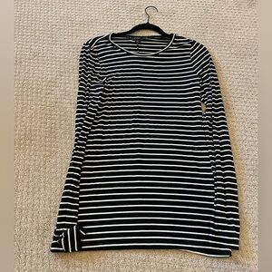 Halogen Black and White Striped Long Sleeve Blouse
